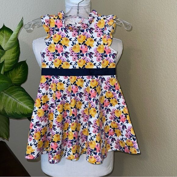 Janie and Jack Girls Floral Yellow & Pink Swing Dress NWOT Sz 2t - Picture 1 of 4